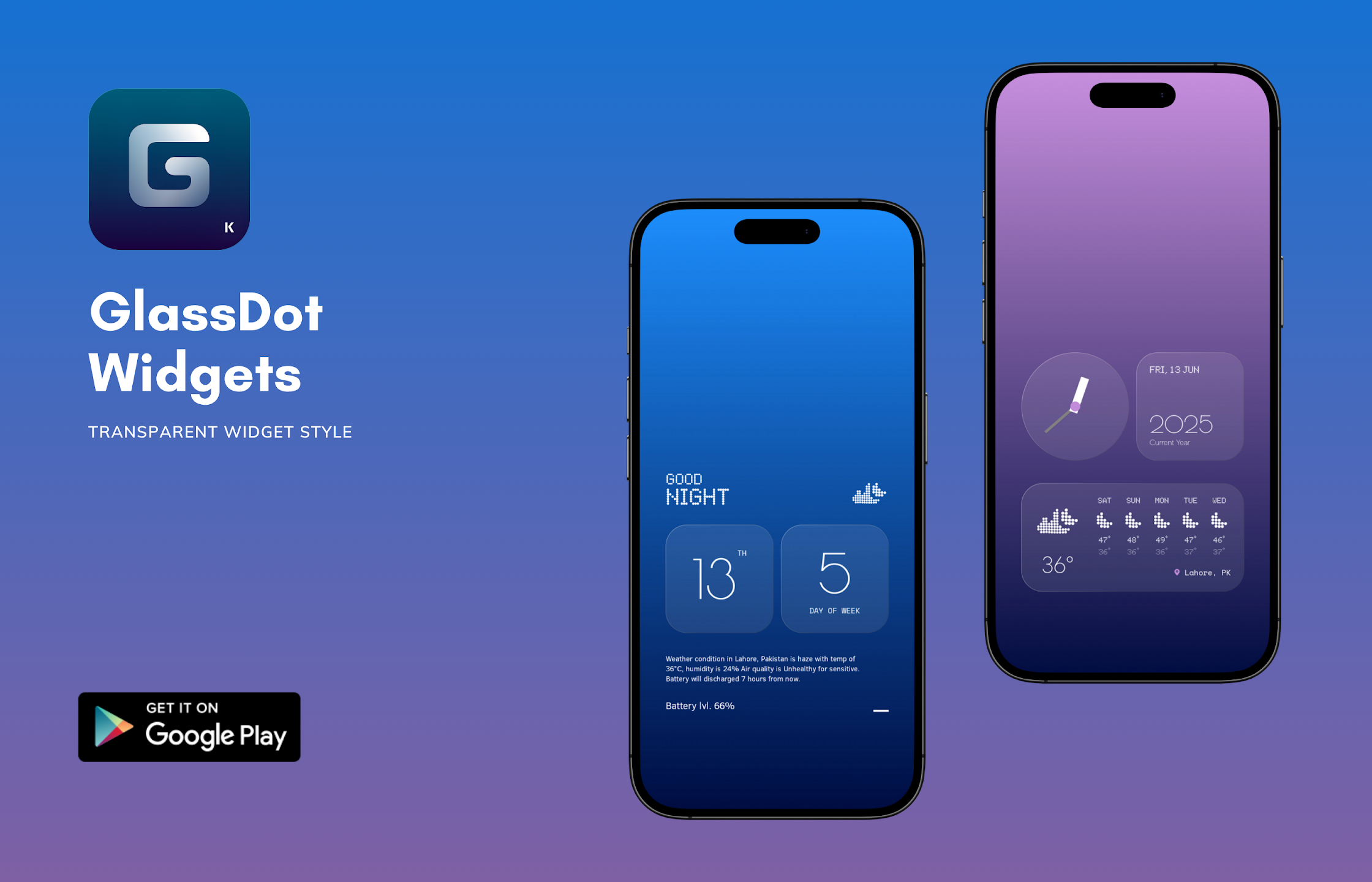 GlassDot Widgets Preview — dot-matrix typography and Nothing OS-inspired layouts